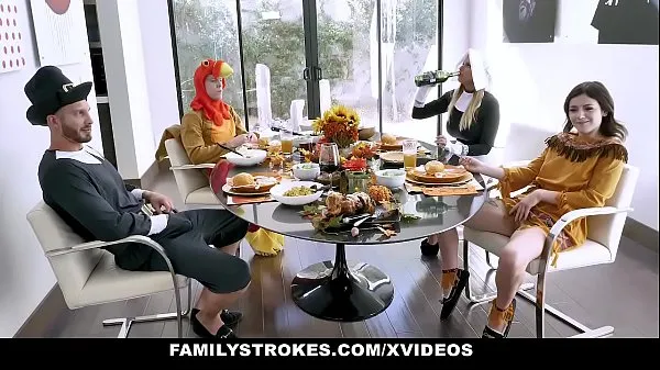 Watch FamilyStrokes - Stepdaddy Gets Blowjob on Thanksgiving (Brooklyn Chase) (Rosalyn Sphinx best Clips